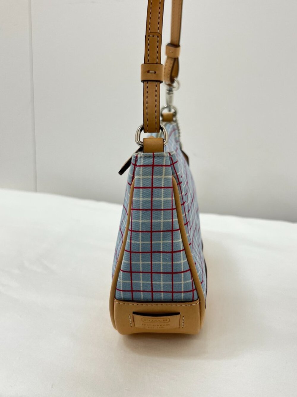 Coach Blue Plaid Small Bag in Style 7736 - Picture 5 of 15